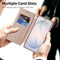 Custodia a libro magnetica elegante per Samsung Galaxy S26+ con scomparti per carte RFID - Rosa