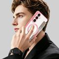 Custodia a libro magnetica elegante per Samsung Galaxy S26+ con scomparti per carte RFID - Rosa