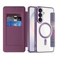 Custodia a libro magnetica elegante per Samsung Galaxy S26+ con scomparti per carte RFID - Viola