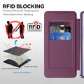 Custodia a libro magnetica elegante per Samsung Galaxy S26+ con scomparti per carte RFID - Viola