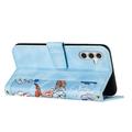 Samsung Galaxy S27 Custodia a portafoglio floreale con slot per carte - Baby Blu