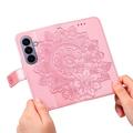 Custodia a portafoglio Mandala per Samsung Galaxy S27 con cinturino da polso - Rosa