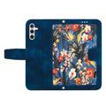 Samsung Galaxy S27+ Custodia a portafoglio floreale con slot per carte - Blu scuro