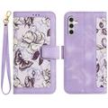 Samsung Galaxy S27+ Custodia a portafoglio floreale con slot per carte - Viola chiaro