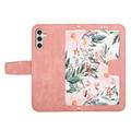 Samsung Galaxy S27+ Custodia a portafoglio floreale con slot per carte - Rosa