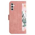Samsung Galaxy S27+ Custodia a portafoglio floreale con slot per carte - Rosa