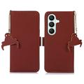 Samsung Galaxy S27+ Custodia in pelle a portafoglio con RFID - Marrone