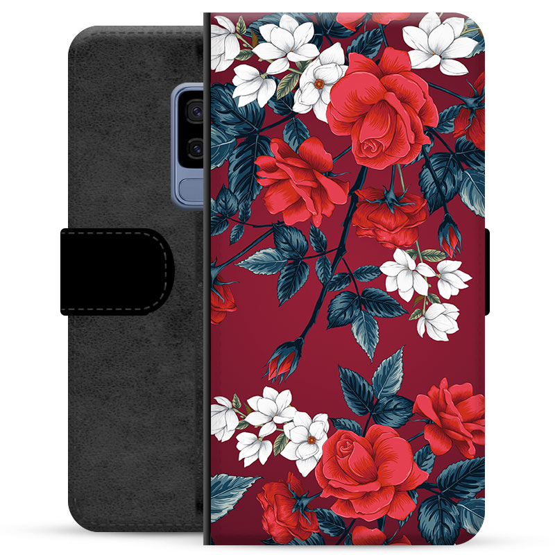 Custodia a Portafoglio Premium per Samsung Galaxy S9+ - Fiori Vintage