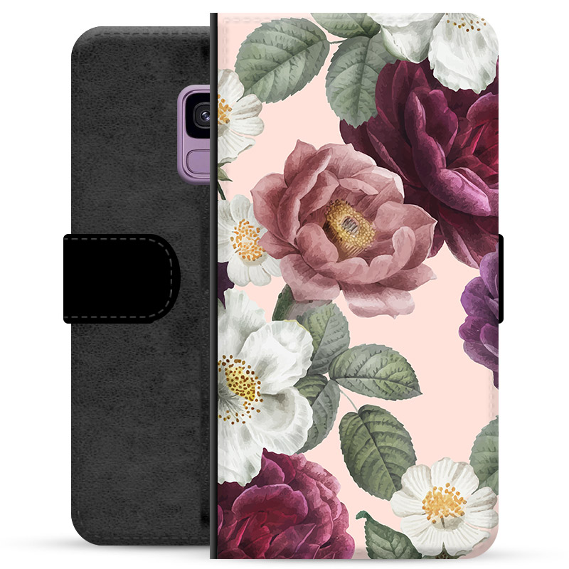 Custodia a Portafoglio Premium per Samsung Galaxy S9 - Fiori Romantici