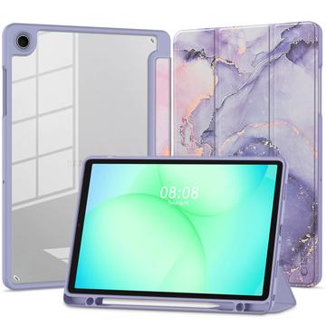 Custodia Tri-Fold Folio Tech-Protect SmartCase Pen Hybrid per Samsung Galaxy Tab A11+/A9+ - Marmo Viola