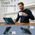 Custodia ibrida in stile robot Samsung Galaxy Tab A11+ con supporto per il calcio - Nero / Blu