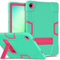 Custodia ibrida in stile robot Samsung Galaxy Tab A11+ con supporto per il calcio - Menta / Rosa caldo