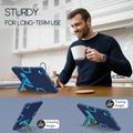Custodia ibrida in stile robot Samsung Galaxy Tab A11+ con supporto per il calcio - Blu navy