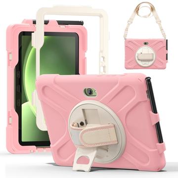 Custodia con Cinturino da Polso Heavy Duty 360 per Samsung Galaxy Tab Active5 Pro - Rosa / Bianca