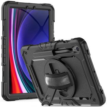 Custodia ibrida con cinturino e supporto Tech-Protect Solid360 per Samsung Galaxy Tab S9/S9 FE/S10 FE/S10 Lite - Nera