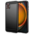 Custodia in TPU spazzolato per Samsung Galaxy XCover7 Pro - Fibra di Carbonio - Nera