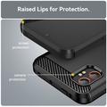 Custodia in TPU spazzolato per Samsung Galaxy XCover7 Pro - Fibra di Carbonio - Nera