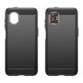Custodia in TPU spazzolato per Samsung Galaxy XCover7 Pro - Fibra di Carbonio - Nera