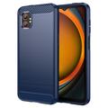 Custodia in TPU spazzolato per Samsung Galaxy XCover7 Pro - Fibra di Carbonio - Blu