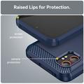 Custodia in TPU spazzolato per Samsung Galaxy XCover7 Pro - Fibra di Carbonio - Blu