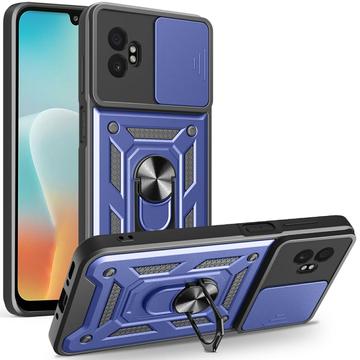 Custodia ibrida con anello rotante e protezione per fotocamera per Samsung Galaxy XCover7 Pro - Blu