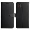 Custodia in pelle a portafoglio per Samsung Galaxy XCover7 Pro con cavalletto - nera