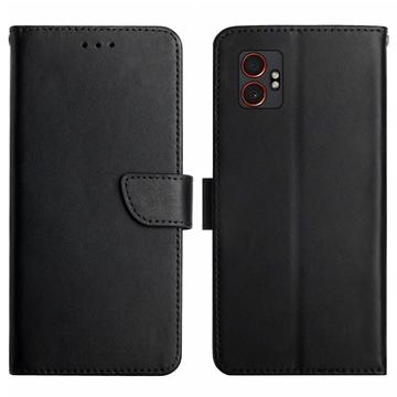 Custodia in pelle a portafoglio per Samsung Galaxy XCover7 Pro con cavalletto - nera