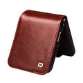 Custodia in pelle a portafoglio Samsung Galaxy Z Flip5 Qialino Classic - Marrone Scuro