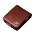 Custodia in pelle a portafoglio Samsung Galaxy Z Flip5 Qialino Classic - Marrone Scuro