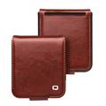 Custodia in pelle a portafoglio Samsung Galaxy Z Flip5 Qialino Classic - Marrone Scuro