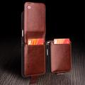 Custodia in pelle a portafoglio Samsung Galaxy Z Flip5 Qialino Classic - Marrone Scuro