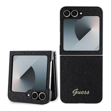 Custodia Ibrida Guess Glitter Flakes Metal Logo per Samsung Galaxy Z Flip6 - Nera