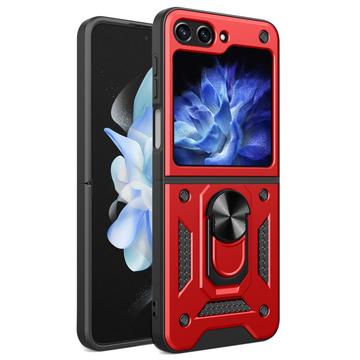 Custodia Ibrida Samsung Galaxy Z Flip6 con Supporto ad Anello - Rossa