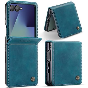 Custodia a portafoglio in pelle di vitello con blocco RFID Samsung Galaxy Z Flip7 Caseme 033 - Verde