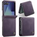 Custodia a portafoglio in pelle di vitello con blocco RFID Samsung Galaxy Z Flip7 Caseme 033 - Viola