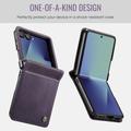 Custodia a portafoglio in pelle di vitello con blocco RFID Samsung Galaxy Z Flip7 Caseme 033 - Viola