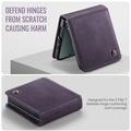 Custodia a portafoglio in pelle di vitello con blocco RFID Samsung Galaxy Z Flip7 Caseme 033 - Viola