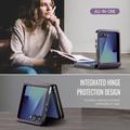 Custodia a portafoglio in pelle di vitello con blocco RFID Samsung Galaxy Z Flip7 Caseme 033 - Viola