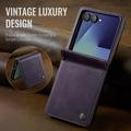Custodia a portafoglio in pelle di vitello con blocco RFID Samsung Galaxy Z Flip7 Caseme 033 - Viola