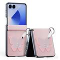 Custodia Samsung Galaxy Z Flip7 Dux Ducis Luvy con anello per le dita e cinturino per la mano - Rosa chiaro / Farfalla