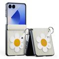 Custodia per Samsung Galaxy Z Flip7 Dux Ducis Luvy con anello per le dita e cinturino per la mano - Bianco / Stella