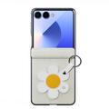 Custodia per Samsung Galaxy Z Flip7 Dux Ducis Luvy con anello per le dita e cinturino per la mano - Bianco / Stella
