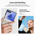 Custodia per Samsung Galaxy Z Flip7 Dux Ducis Luvy con anello per le dita e cinturino per la mano - Bianco / Stella