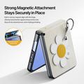 Custodia per Samsung Galaxy Z Flip7 Dux Ducis Luvy con anello per le dita e cinturino per la mano - Bianco / Stella