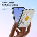 Custodia per Samsung Galaxy Z Flip7 Dux Ducis Luvy con anello per le dita e cinturino per la mano - Bianco / Stella