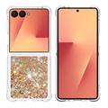 Custodia in TPU Samsung Galaxy Z Flip7 Glitter Quicksand - Cuori d'oro