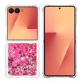 Custodia in TPU Samsung Galaxy Z Flip7 Glitter Quicksand - Cuori rosa