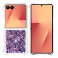 Custodia in TPU Samsung Galaxy Z Flip7 Glitter Quicksand - Cuori viola
