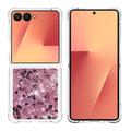 Custodia in TPU Samsung Galaxy Z Flip7 Glitter Quicksand - Cuori in oro rosa