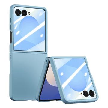 Samsung Galaxy Z Flip7 Custodia in plastica con protezione dello schermo esterna in vetro temperato - Baby Blue